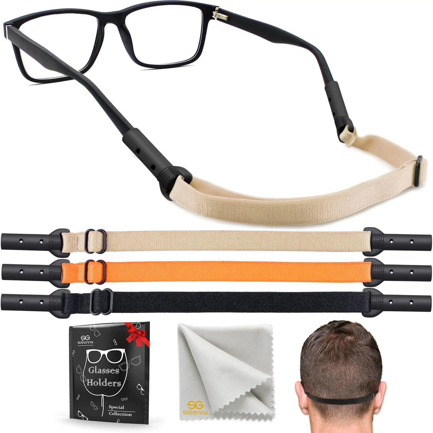 Glasses Strap Holder 3 Pcs Adjustable Eyeglasses Lanyards No Tail M 13.5 inch by Anti Spier