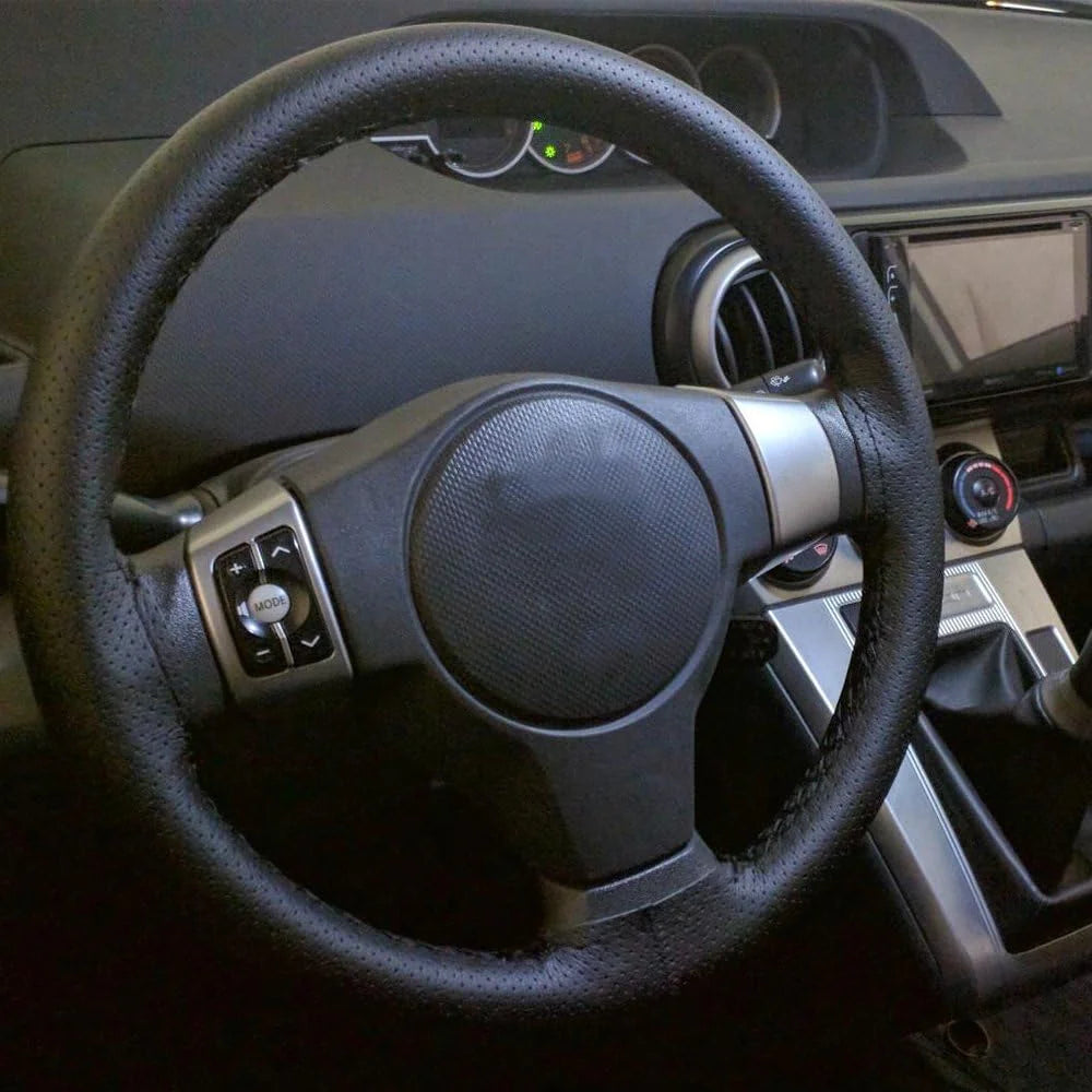Genuine Leather DIY Car Steering Wheel Cover Anti-slip For 15"/38 cm Black US by Anti Spier