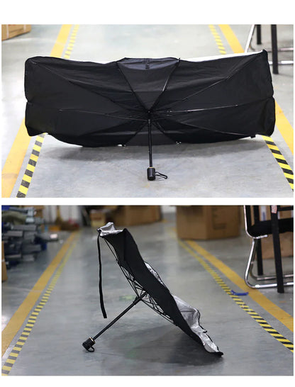 57" Car Windshield Sun Shade Foldable Umbrella Front Window Cover Visor Umbrella by Anti Spier