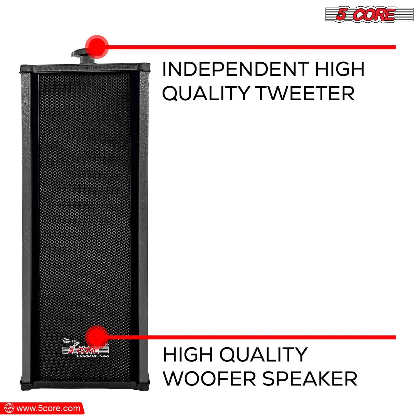 5Core Outdoor Speakers Stereo In Wall 100W Peak Passive Home Audio System by Anti Spier