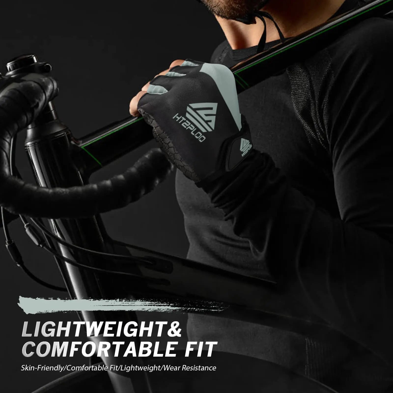 Bike Gloves Cycling Gloves Biking Gloves Bicycle Gloves for Men Women with Anti-Slip Shock-Absorbing Pad,Light Weight Half Finger Gloves for Cycling Workout Training Outdoor Black&gray X-Large by Anti Spier