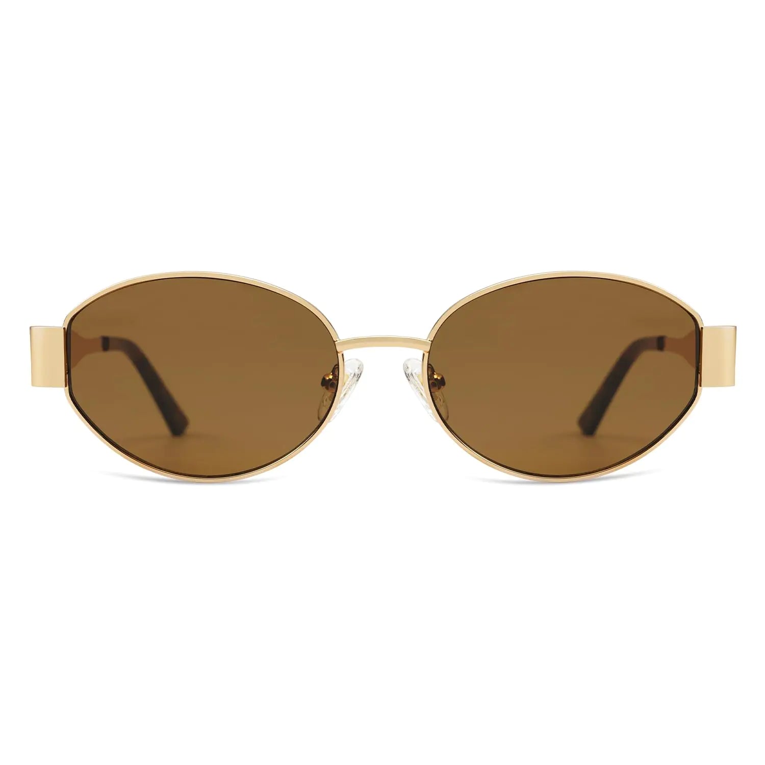 SOJOS Retro Oval Sunglasses for Women Men Trendy Sun Glasses Classic Shades UV400 Protection SJ1217 Gold/Grey by Anti Spier