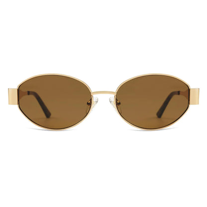 SOJOS Retro Oval Sunglasses for Women Men Trendy Sun Glasses Classic Shades UV400 Protection SJ1217 Gold/Grey by Anti Spier