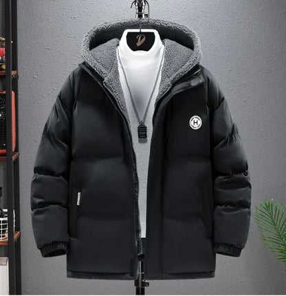 Berber Fleece Coat Cotton-padded Coat Men's Fake Two Pieces Hooded Cotton Jacket Thick Warm by Anti Spier
