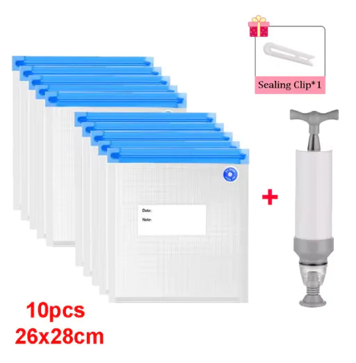Reusable Vacuum Sealer Bag Kitchen Food Storage Zipper Bag Air Valve Pump Seal Vegetables Meat Snack Sealer Fresh Keeping Bag by Anti Spier