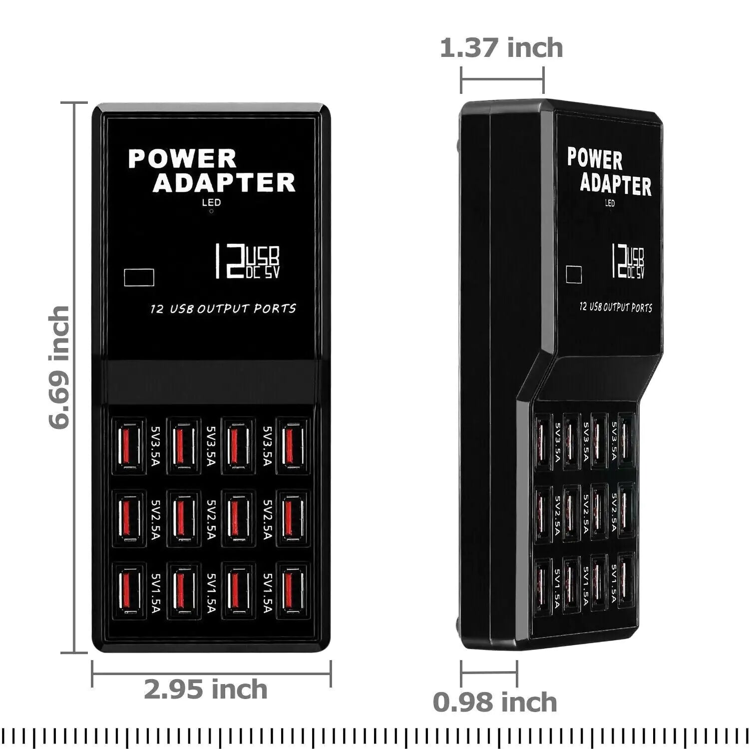 Multi 12 Port USB Charging Station Hub Desktop Wall Cell Phone Charger Organizer by Anti Spier