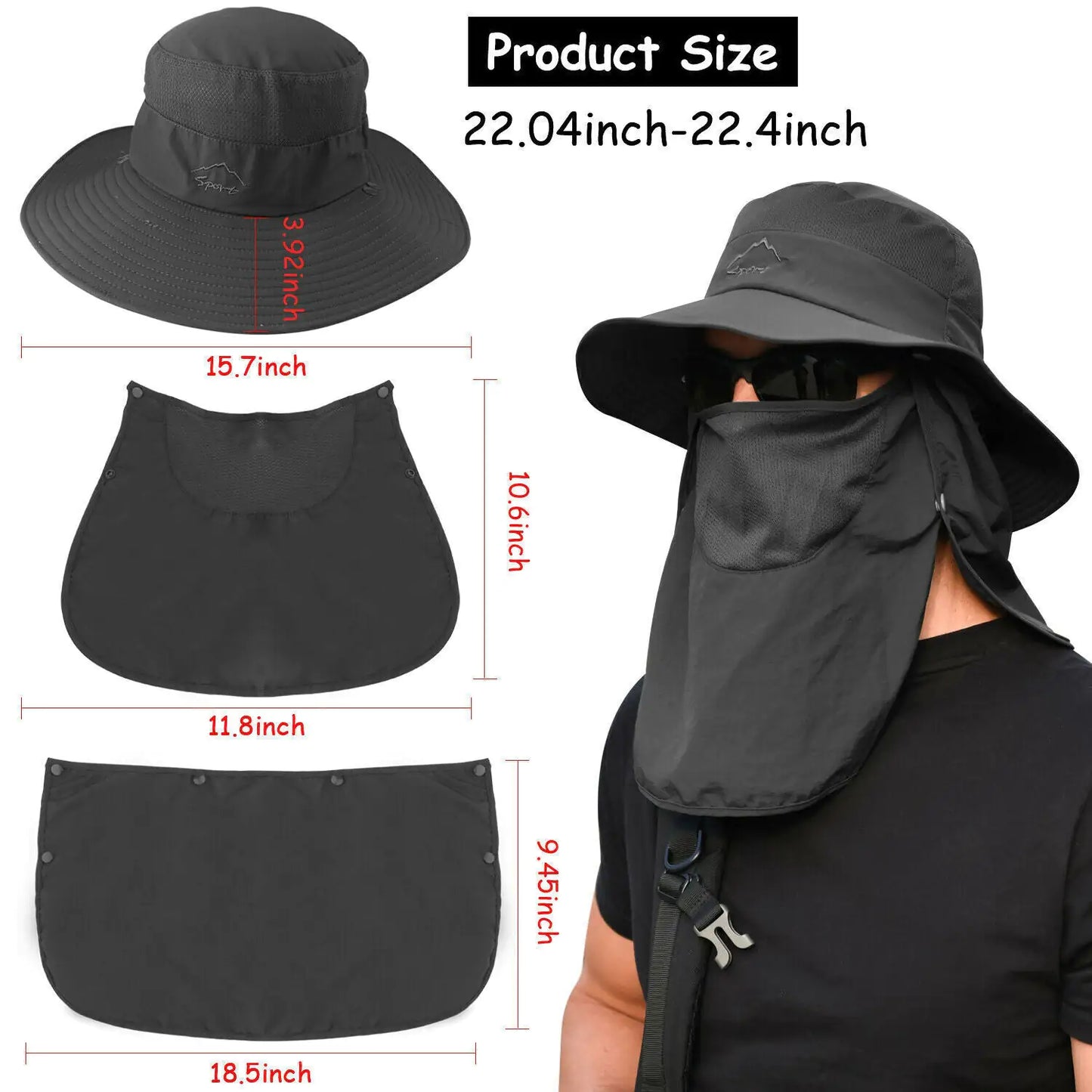 Wide Brim Sun Hat UV Protection Bucket Cap For Hiking Camping Fishing Safari Men by Anti Spier