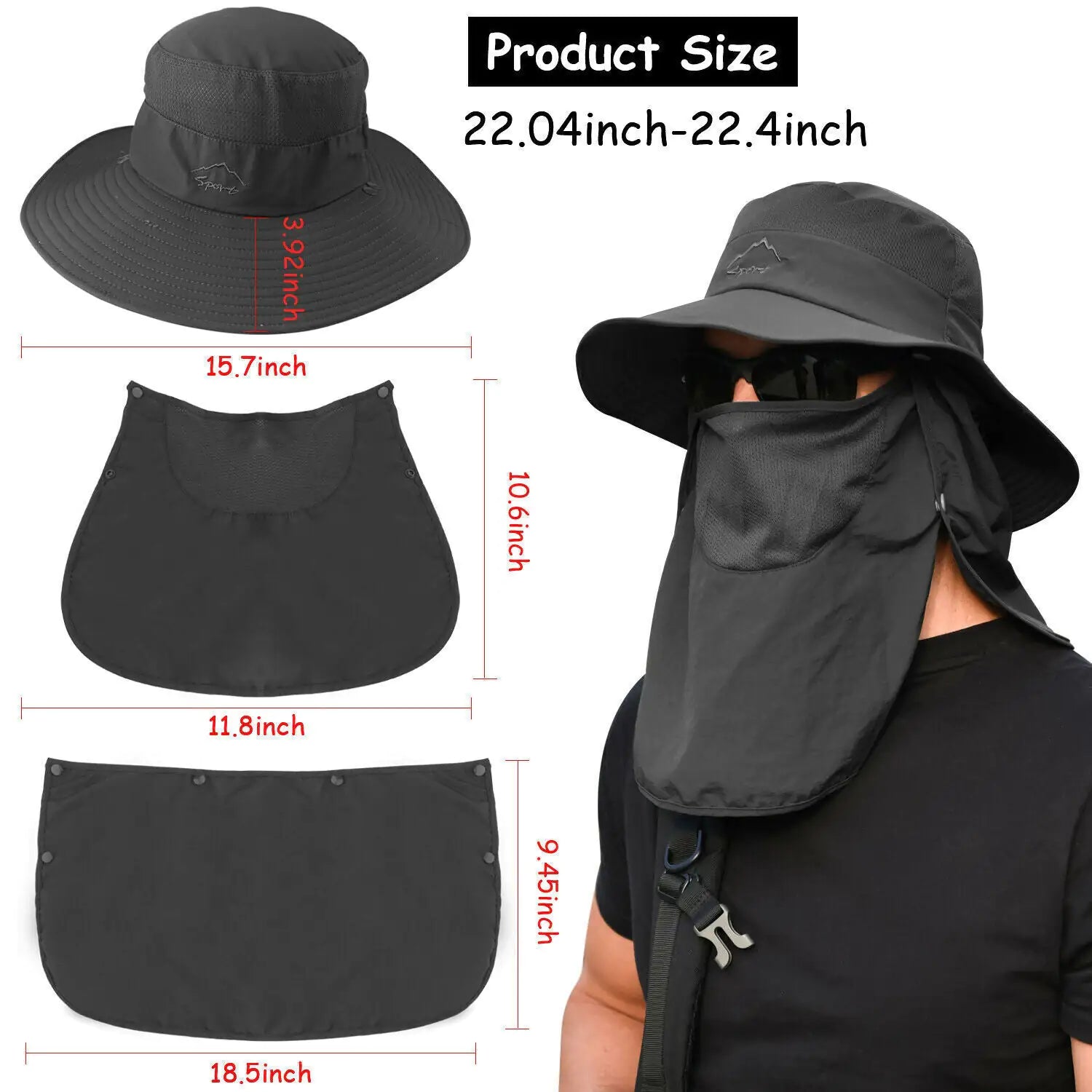Wide Brim Sun Hat UV Protection Bucket Cap For Hiking Camping Fishing Safari Men by Anti Spier