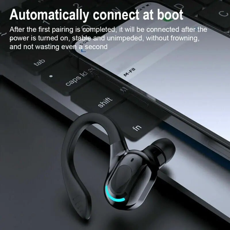 New Bluetooth 5.1 Headset Wireless Earbuds Earphones Stereo Headphones Ear Hook by Anti Spier