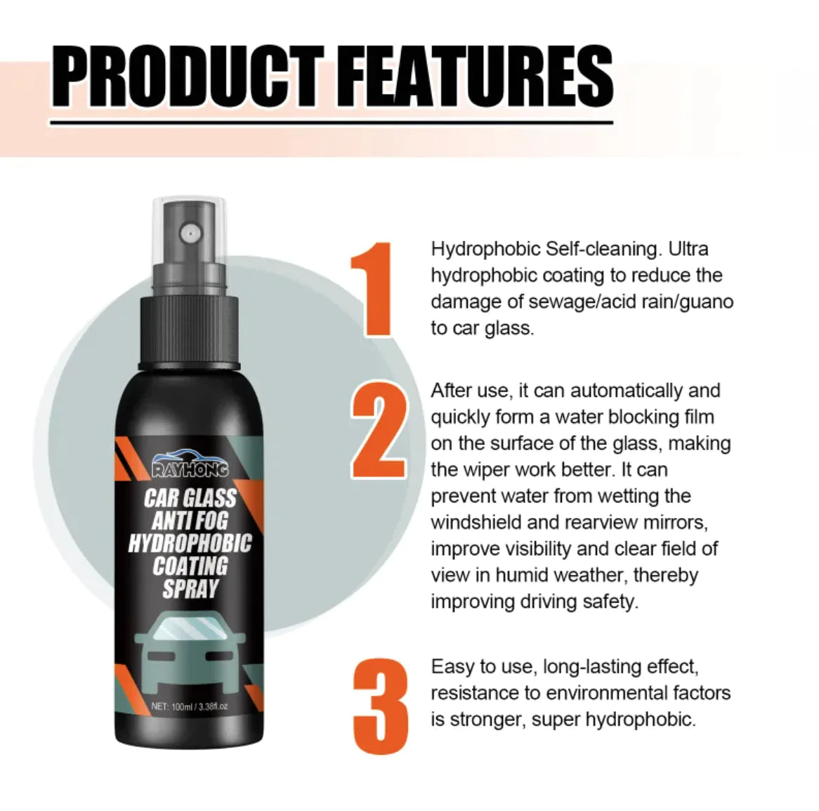 Hydrophobic Windshield Cleaning Spray by Anti Spier