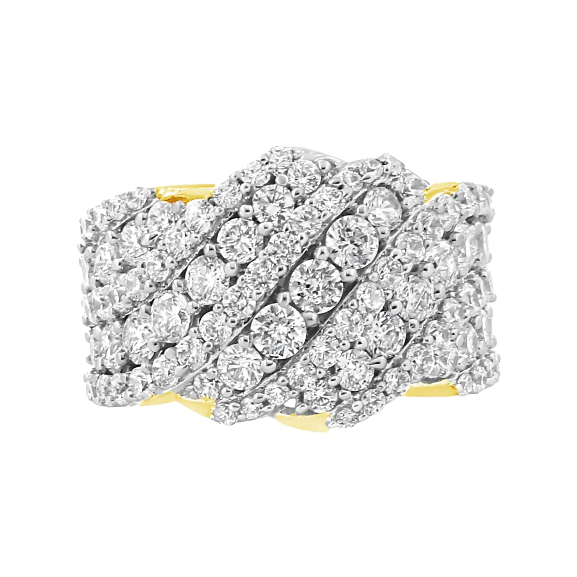 10K Yellow Gold 3.00 Cttw Diamond Multi Row Cluster Band Ring (I-J Color, I3 Clarity) by Anti Spier