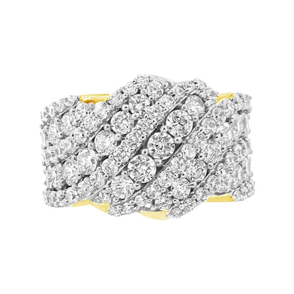 10K Yellow Gold 3.00 Cttw Diamond Multi Row Cluster Band Ring (I-J Color, I3 Clarity) by Anti Spier
