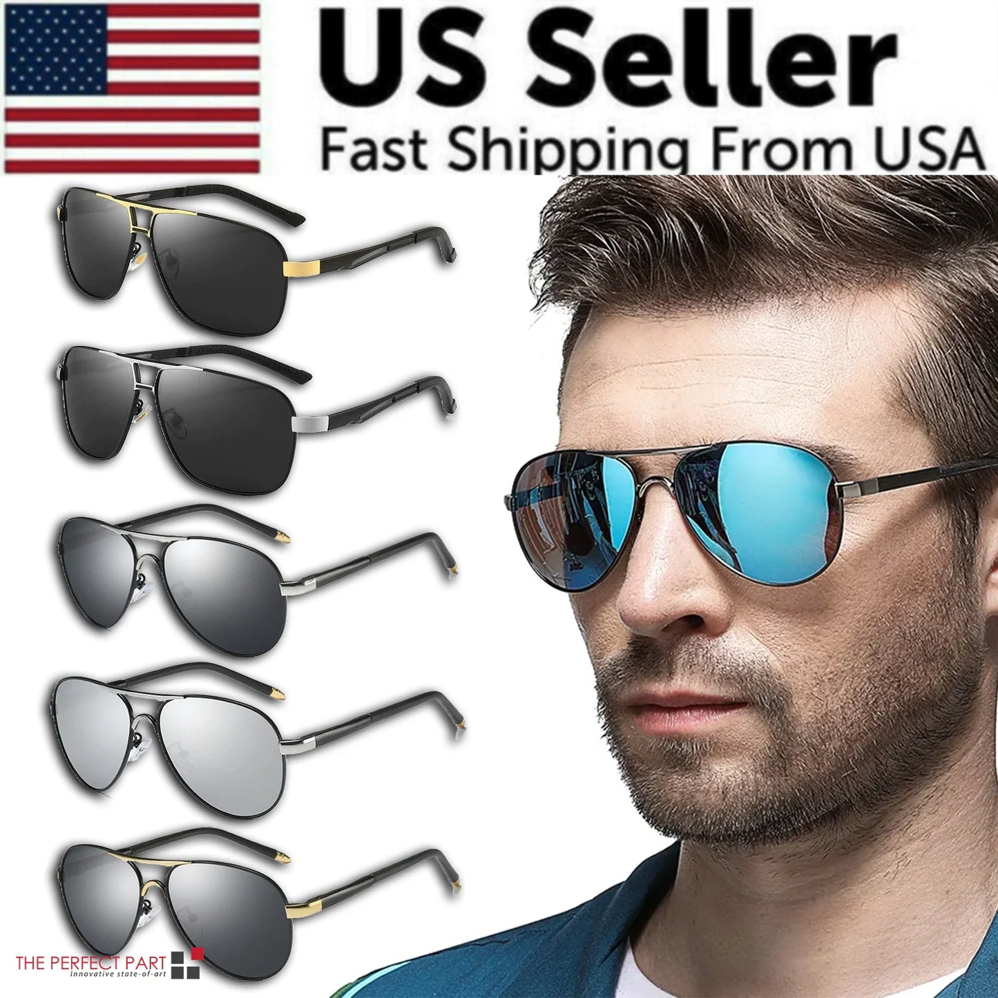 Mens Polarized Pilot Sunglasses Outdoor Driving UV400 Sun Glasses Sport Eyewear by Anti Spier
