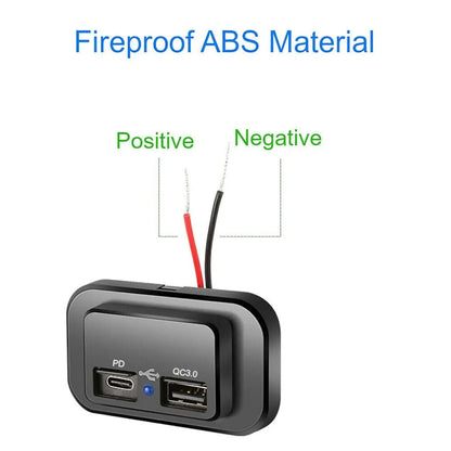 12-24V 4.8A Dual USB PD QC3.0 Car Boat RV Fast Charger Socket LED Power Outlet by Anti Spier