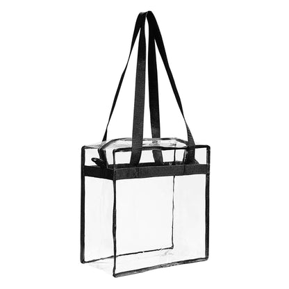 2x Clear PVC Tote Bag Women Large Transparent Handbag Zip Purse Stadium Security by Anti Spier