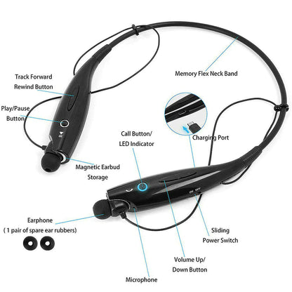Bluetooth Neckband Wireless Headphones Mic Headset Stereo Earbuds Earphone by Anti Spier