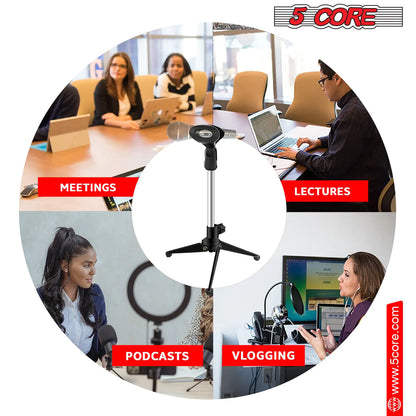 5Core Desktop Mic Stand Tripod Universal Desk Microphone Holder Table Top Stands by Anti Spier