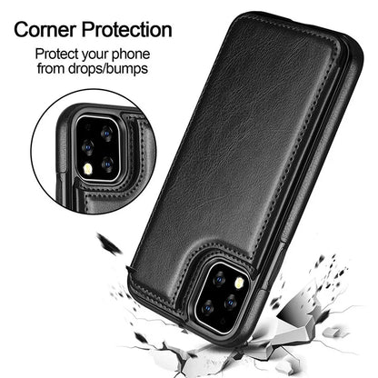 Leather Wallet Case for iPhone - Flip Cover with Card Slots & Kickstand by Anti Spier