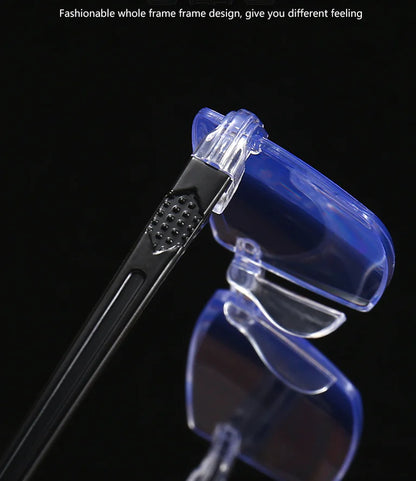 4 PK Mens Rectangular Rimless Blue Light Blocking Reading Glasses Unisex Readers by Anti Spier
