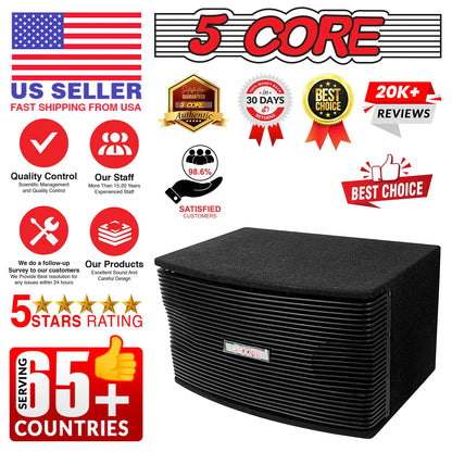 5Core Box Subwoofer for Car 1Pc Black 800W Peak Power 8 Inch Vented Trunk Speaker Woofer 8 Ohm by Anti Spier