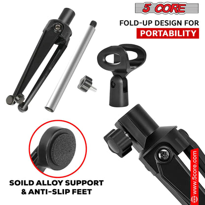 5Core Desktop Mic Stand Tripod Universal Desk Microphone Holder Table Top Stands by Anti Spier