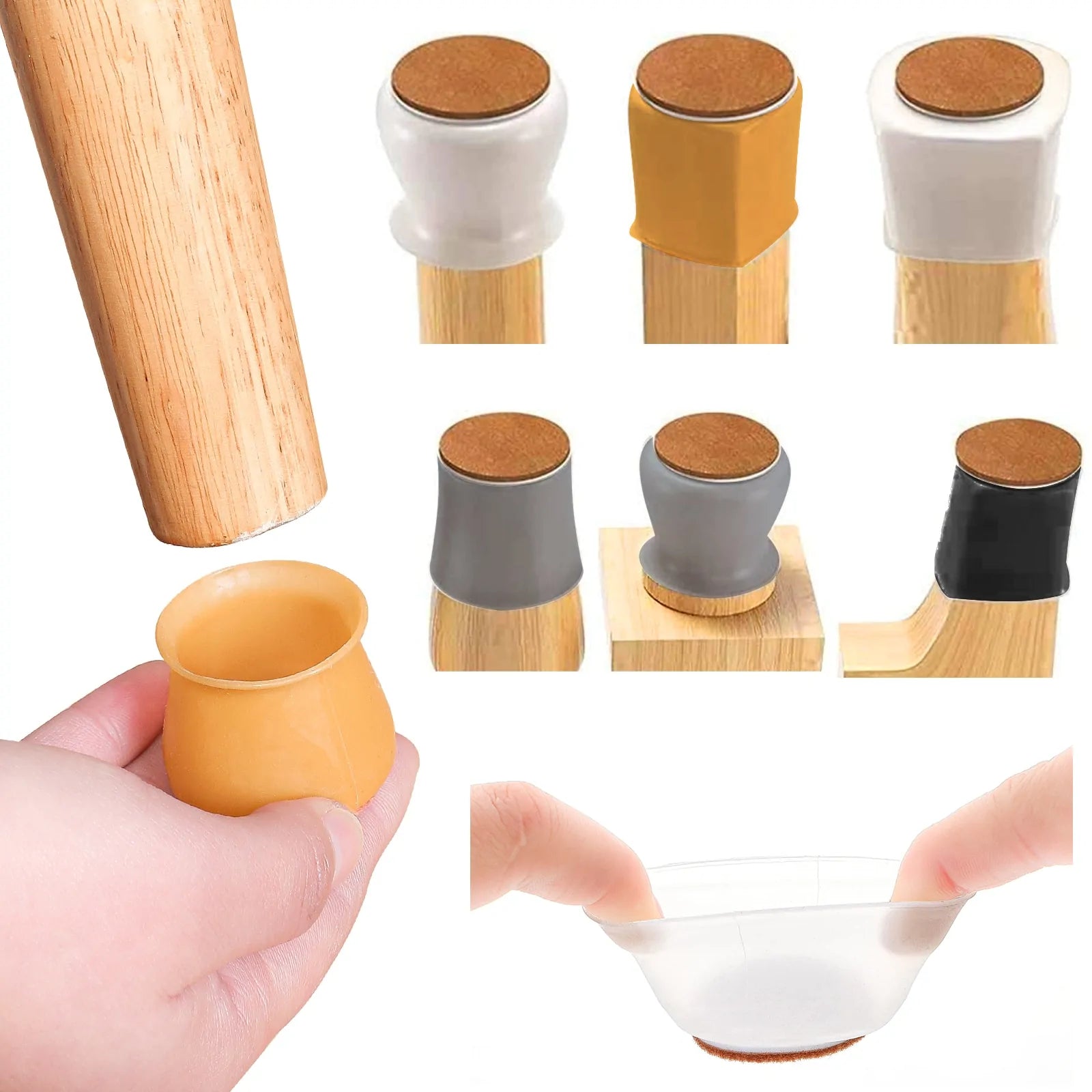 16pcs Silicone Furniture Leg Protectors: Floor Protection & Anti-slip Pads by Anti Spier