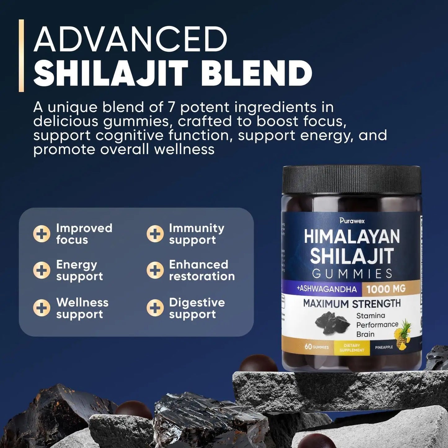Shilajit Gummies 1000mg, Shilajit Gummies for Men and Women, Energy, Immunity by Anti Spier