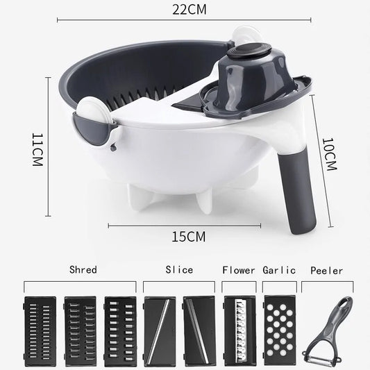 Magic Multifunctional Rotate Vegetable Cutter by Anti Spier