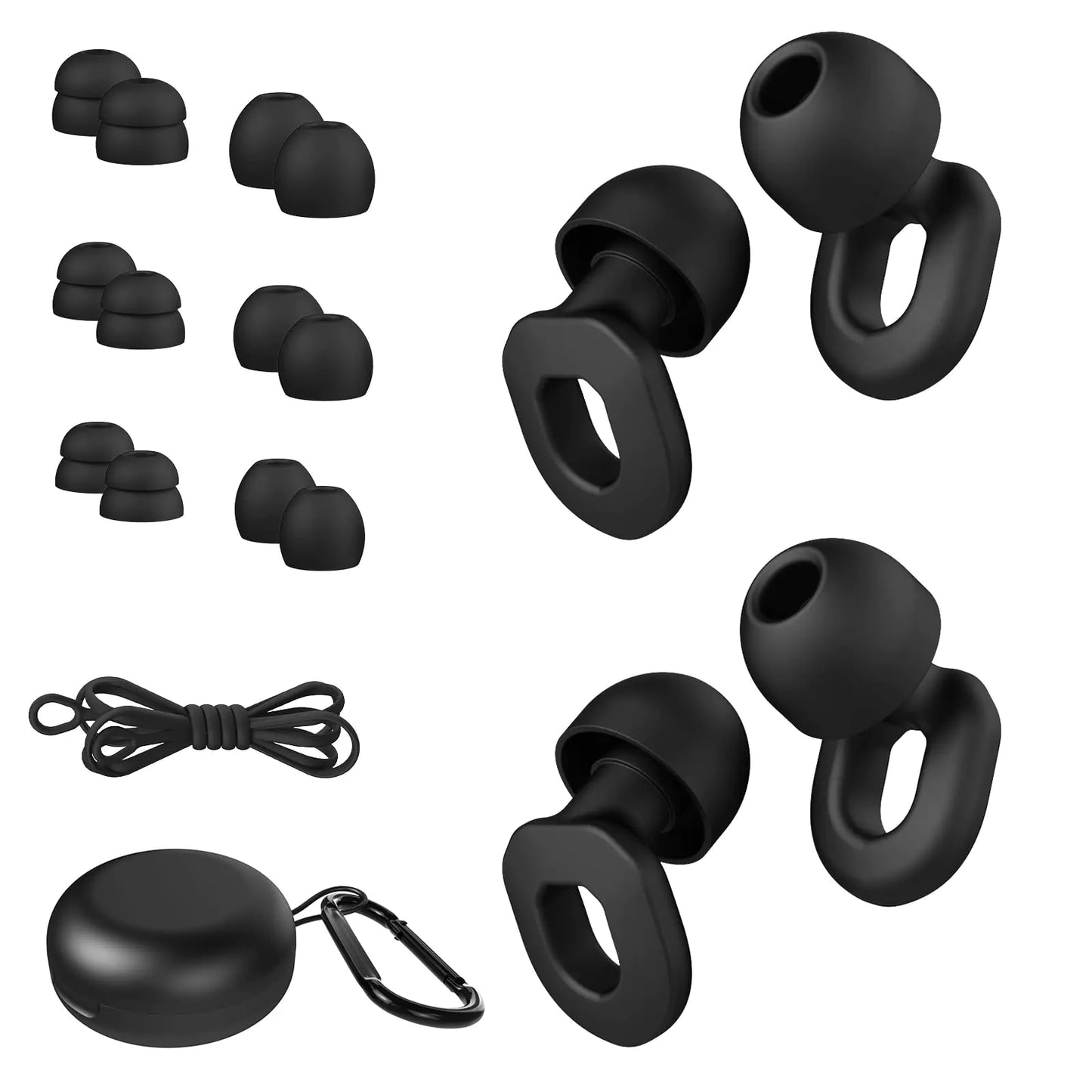 Jayine Ear Plugs Noise Cancelling 2 Sets Reusable Soft Silicone Ear Plugs for Sleeping Focus Concert Earplugs Hearing Protection 28dB 8 Pairs Ear Tips in S/M/L - Black by Anti Spier