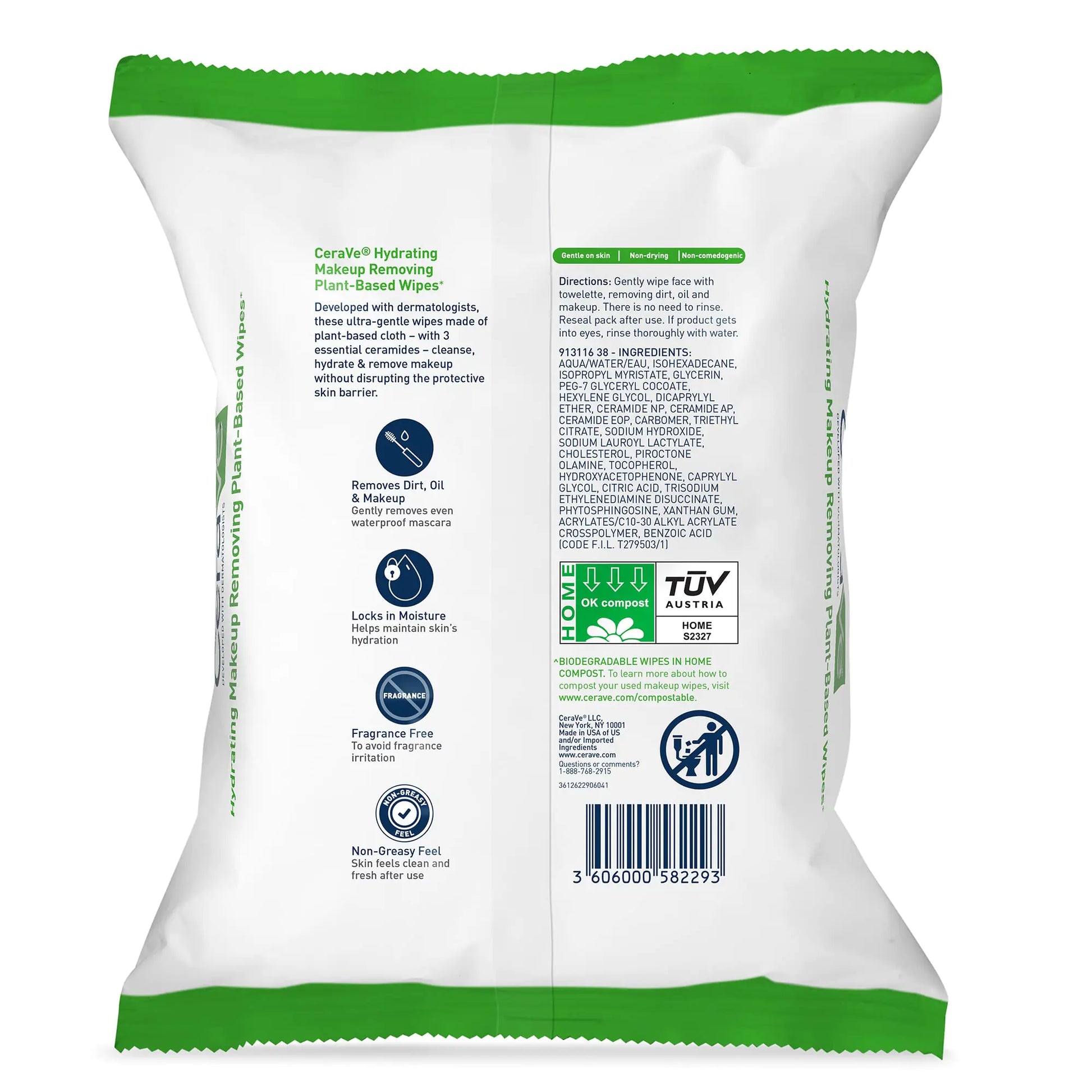 CeraVe Hydrating Facial Cleansing Makeup Remover Wipes| Plant Based Face Biodegradable in Home Compost| Wash Cloth| Suitable for Sensitive Skin| Fragrance-free Non-comedogenic| 25 Count by Anti Spier