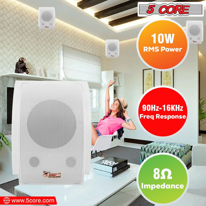 5Core Outdoor Speakers Stereo In Wall 100W Peak Passive Home Audio System by Anti Spier