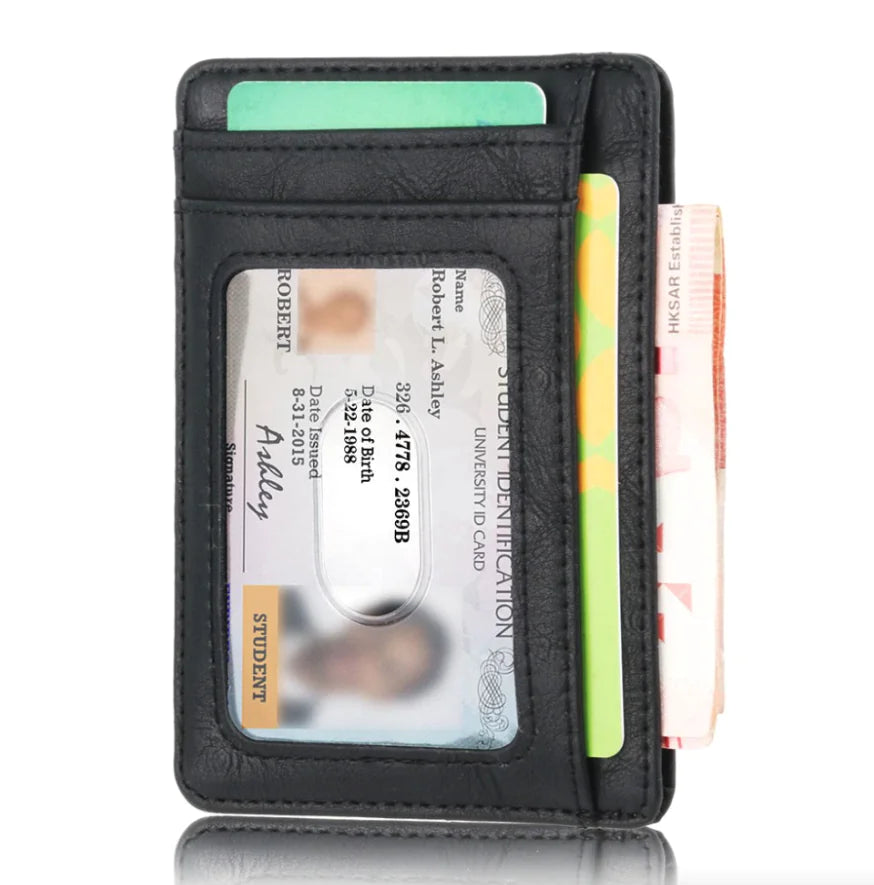 Leather Slim Wallet Credit Card Holder RFID Blocking Pocket ID Money USA by Anti Spier