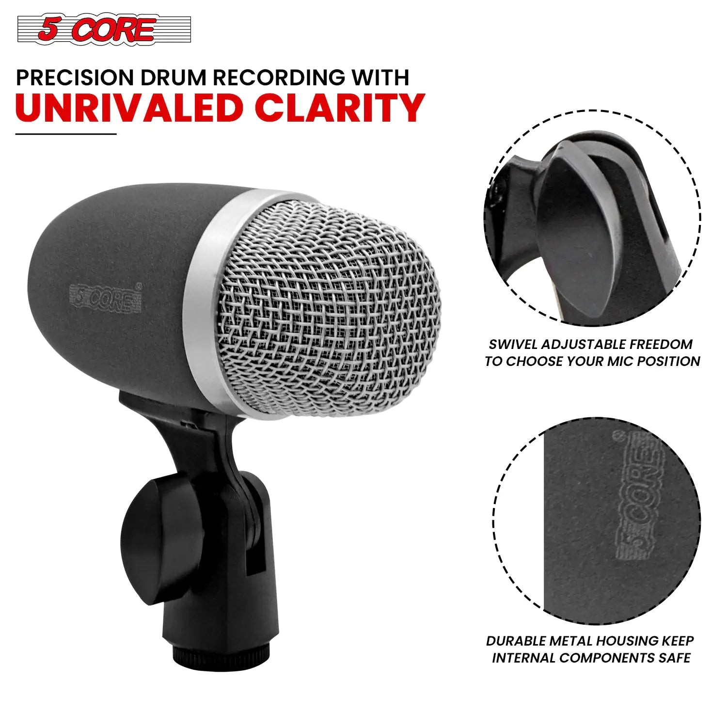 5Core Tabla Microphone Set Uni-Directional XLR Kick Snare Bayan Dayan Instrument Mic by Anti Spier