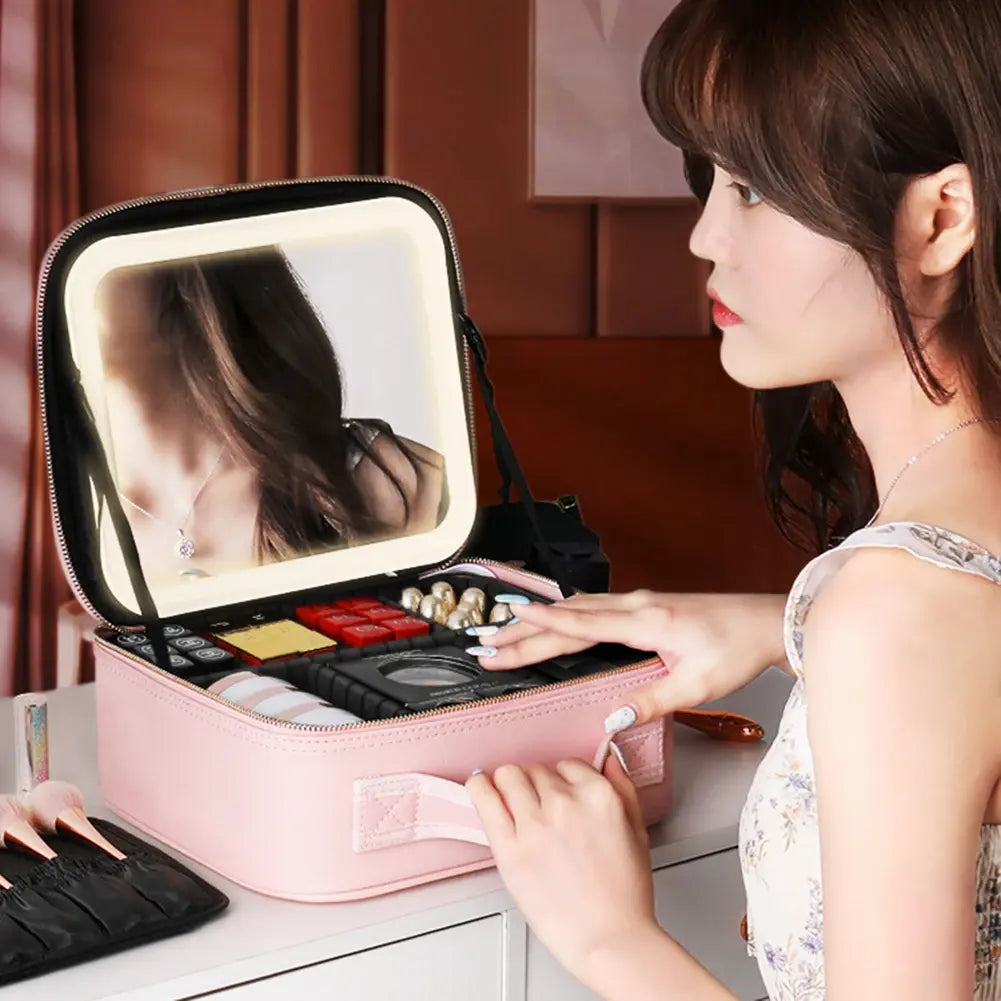 Smart LED Cosmetic Case with Mirror by Anti Spier