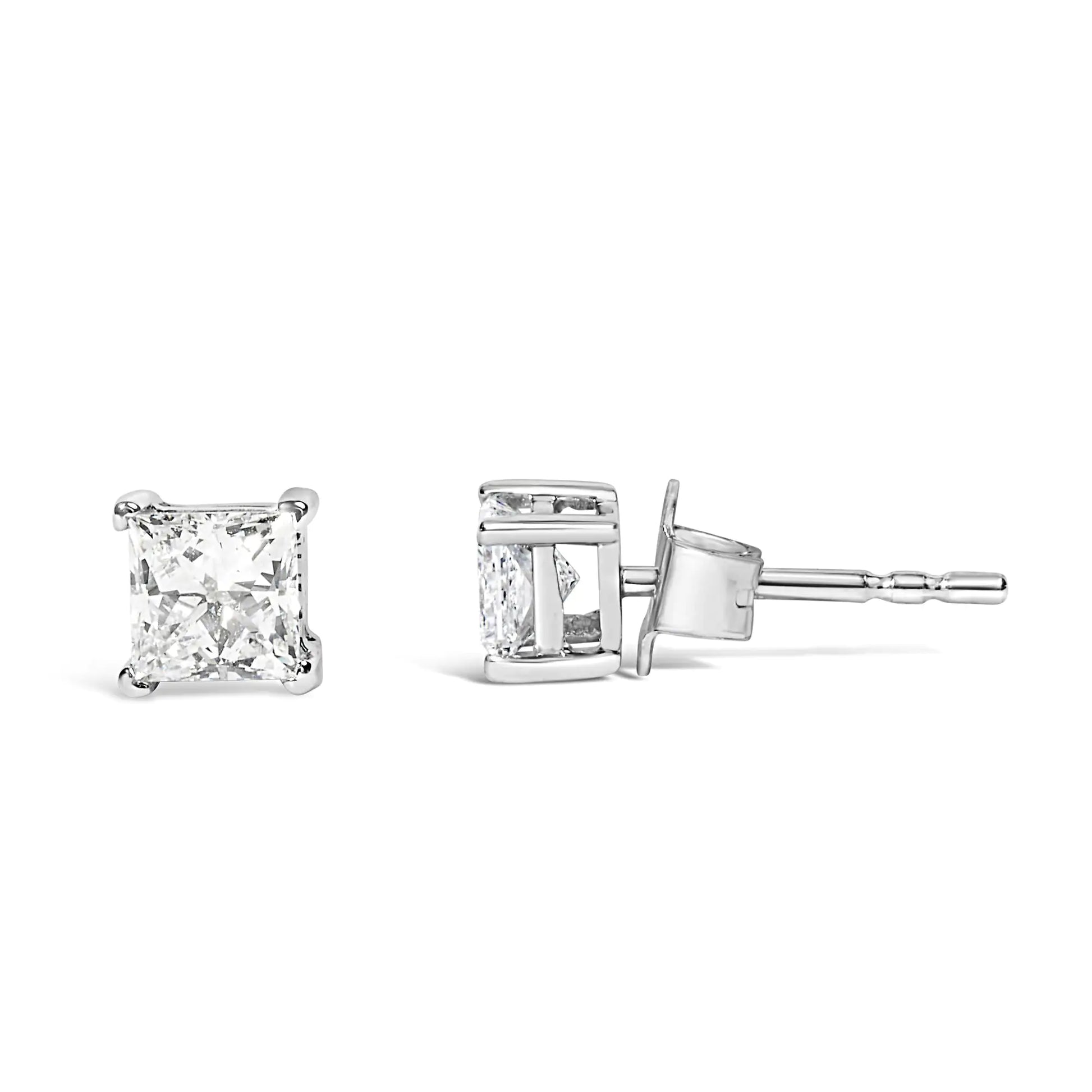 14K White Gold Princess Cut Lab-Grown Diamond Solitaire Stud Earrings (F-G Color, VS2-SI1 Clarity) by Anti Spier