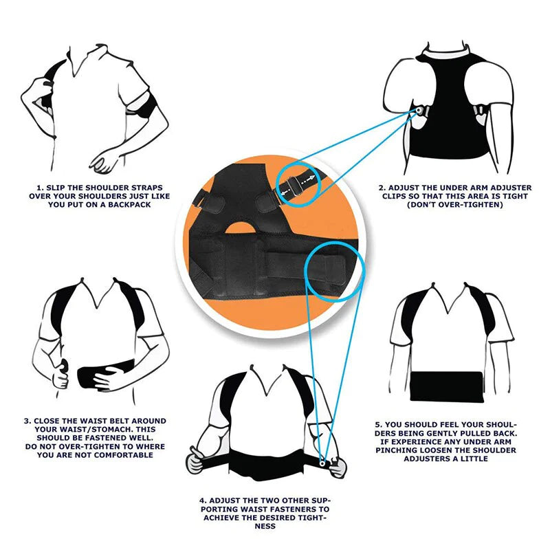 Posture Corrector Support Magnetic Back Shoulder Brace Belt Band For Men Women by Anti Spier