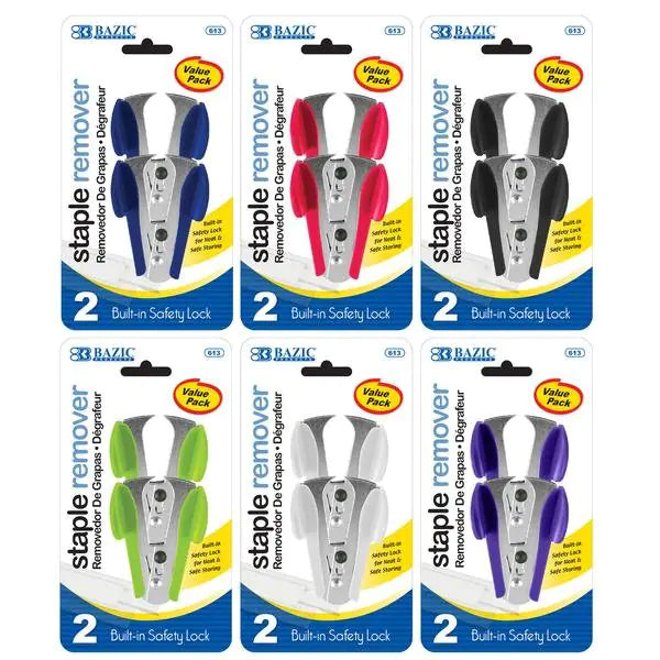 Claw Style Staples Remover w/ Safety Lock (2/Pack) - 1 Random Color by Anti Spier
