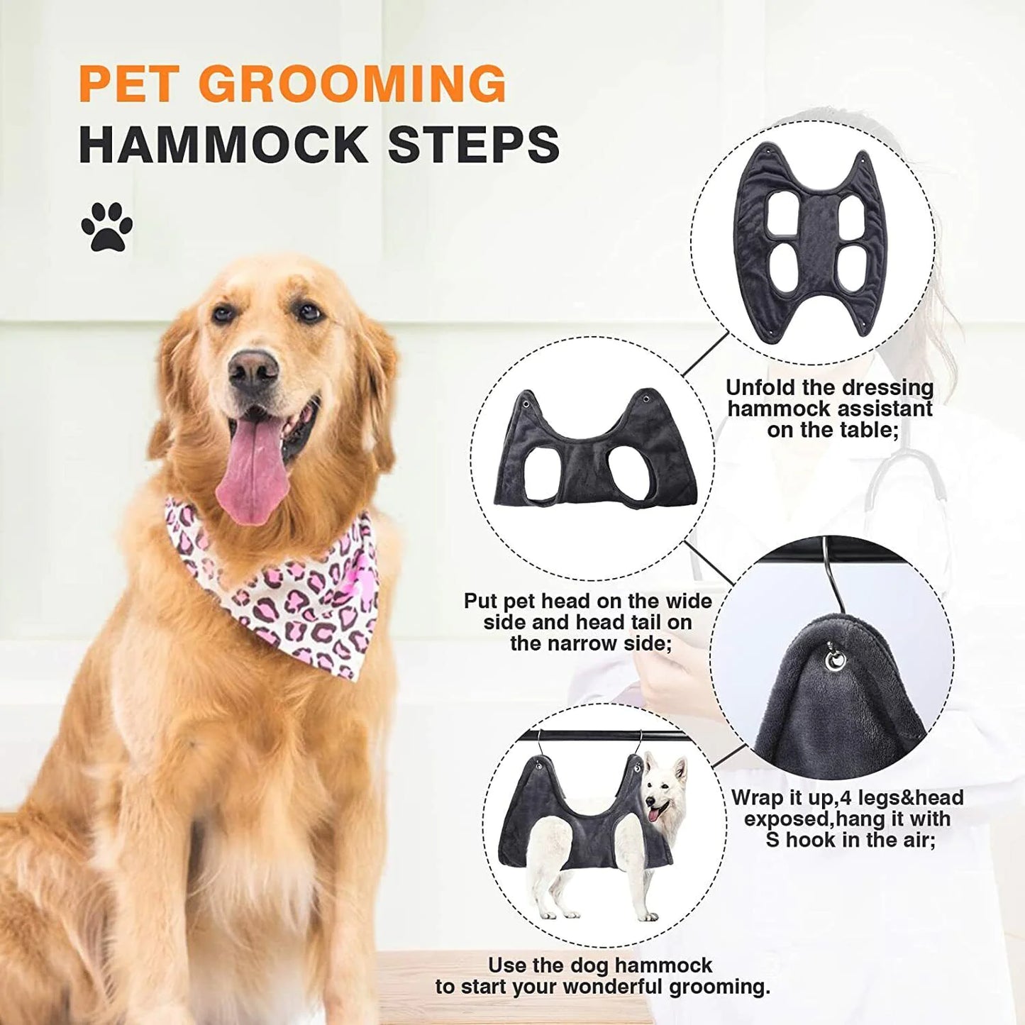 Portable Pet Dog Cat Grooming Hanging Hammock Harness Breathable Groom Helper US by Anti Spier