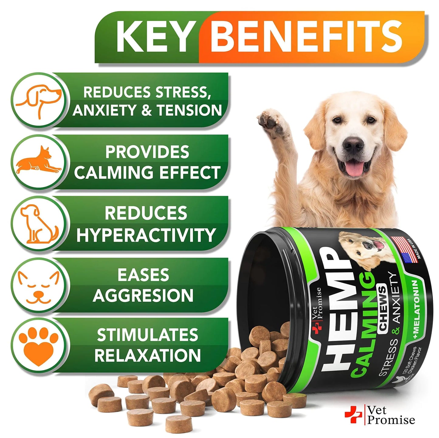 Hemp Calming Chews for Dogs Anxiety and Stress Dog Natural Calming 120 Treats by Anti Spier