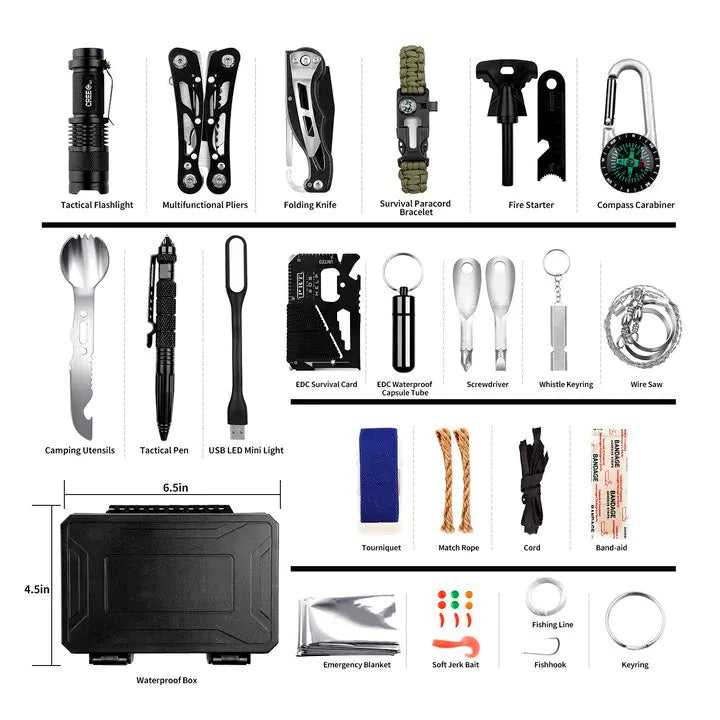 Emergency Survival Gear Kits 60 in 1 Outdoor Gear Tools Box Kit Set by Anti Spier