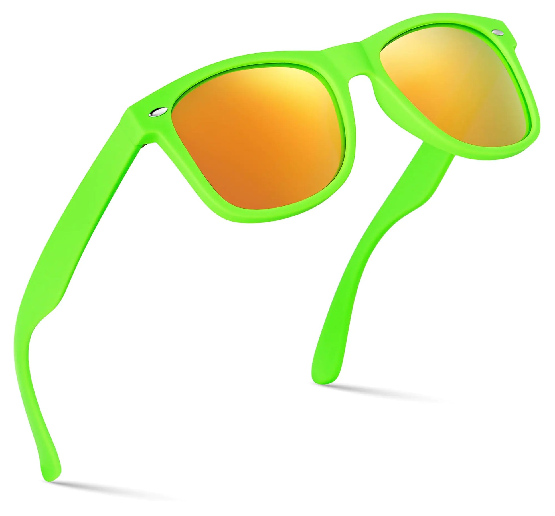 Retro Rewind Polarized Sunglasses for Men and Women - UV Protection Classic Sun Glasses Matte Lime Green | Revo Orange by Anti Spier
