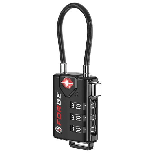 TSA Approved Cable Luggage Locks, Re-settable Combination with Alloy Body Black Single Pack by Anti Spier