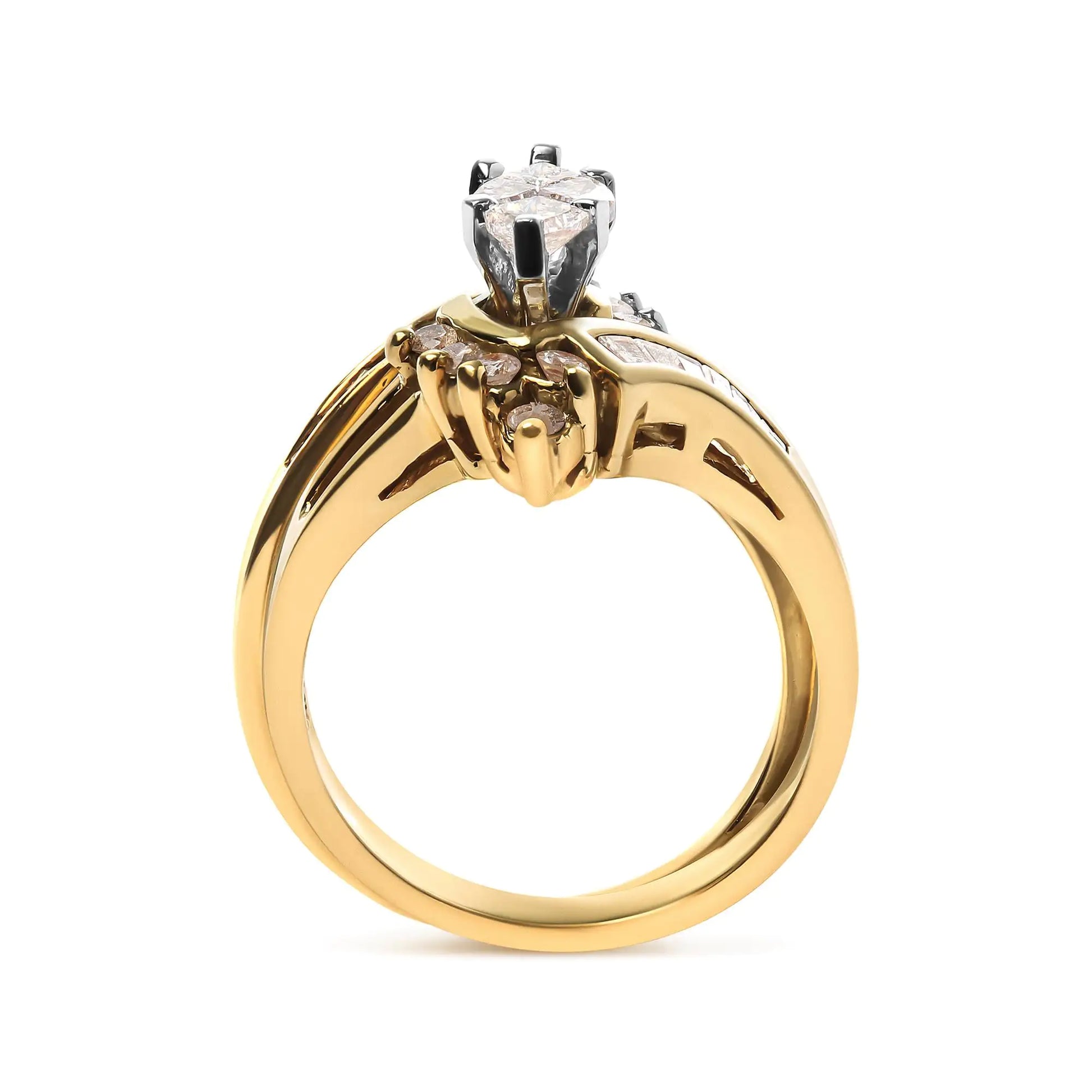 14K Two Tone 3/4 Cttw Diamond Engagement Ring Set (H-I Color, SI1-SI2 Clarity) by Anti Spier