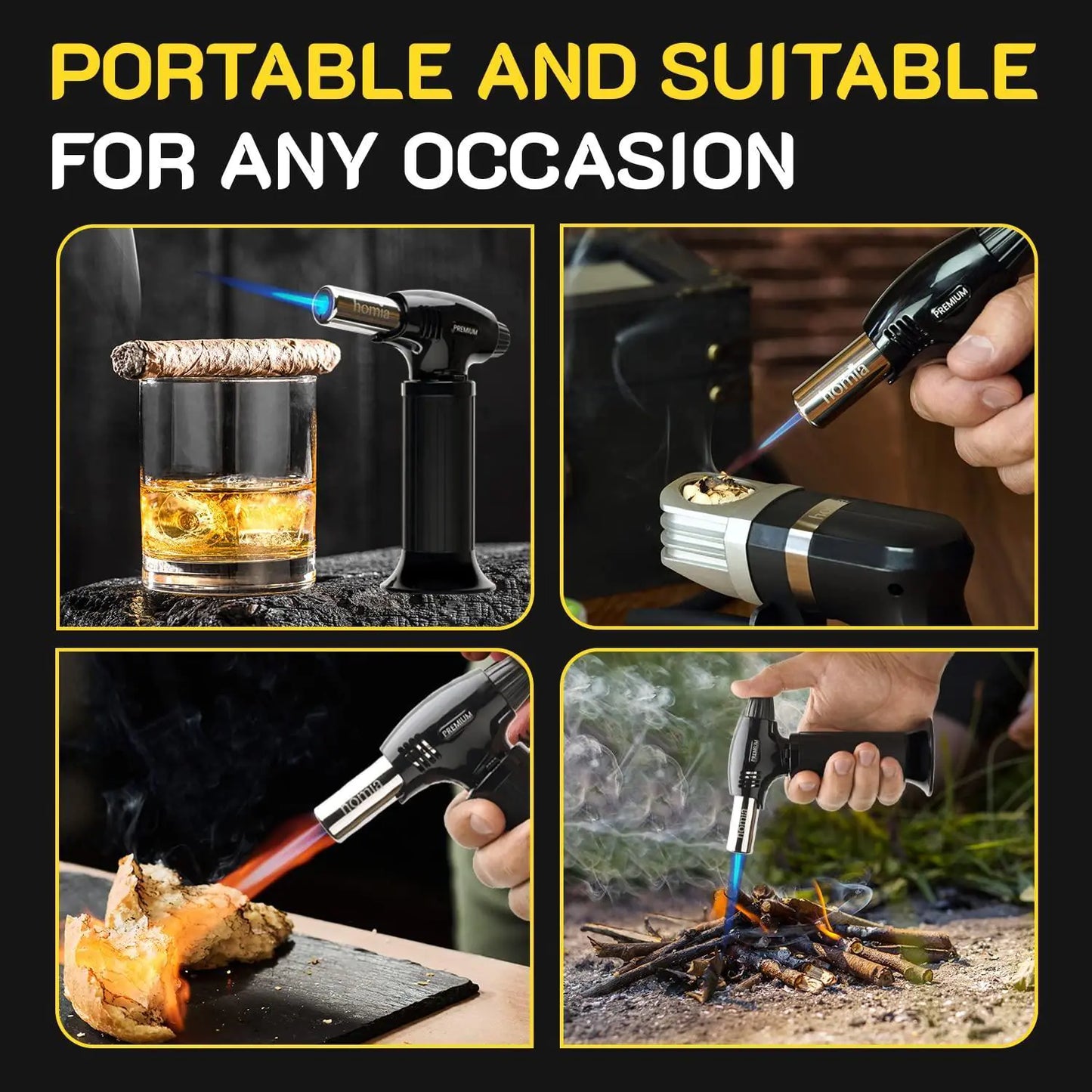 Butane Torch Adjustable Flame for Smoking Guns and Smokers with Wood Chips Bag by Anti Spier