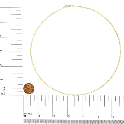 Unisex Solid 14K Gold 1.5mm Paperclip Chain Necklace - Choice of Length and Metal Color by Anti Spier