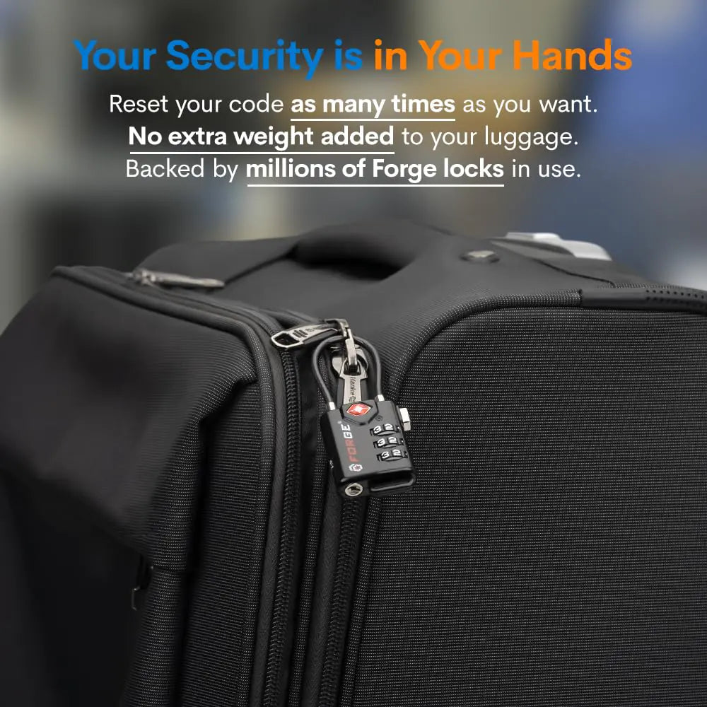 TSA Approved Cable Luggage Locks, Re-settable Combination with Alloy Body Black Single Pack by Anti Spier