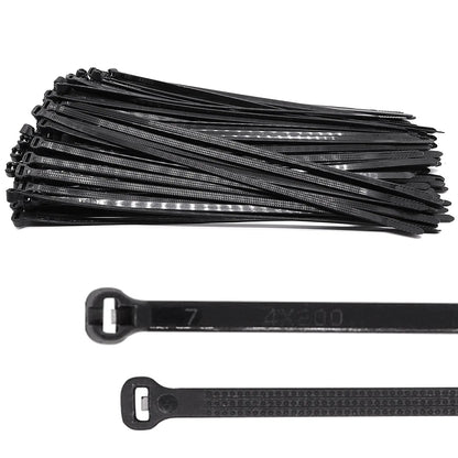 BUXIMN 150pcs Push Mount Zip Ties 8 inch Self Locking Straps Cable Zip Tie with Stainless Steel Metal Tooth Locking Device Heavy Duty Nylon Zip Tie Clips (8" Black) by Anti Spier