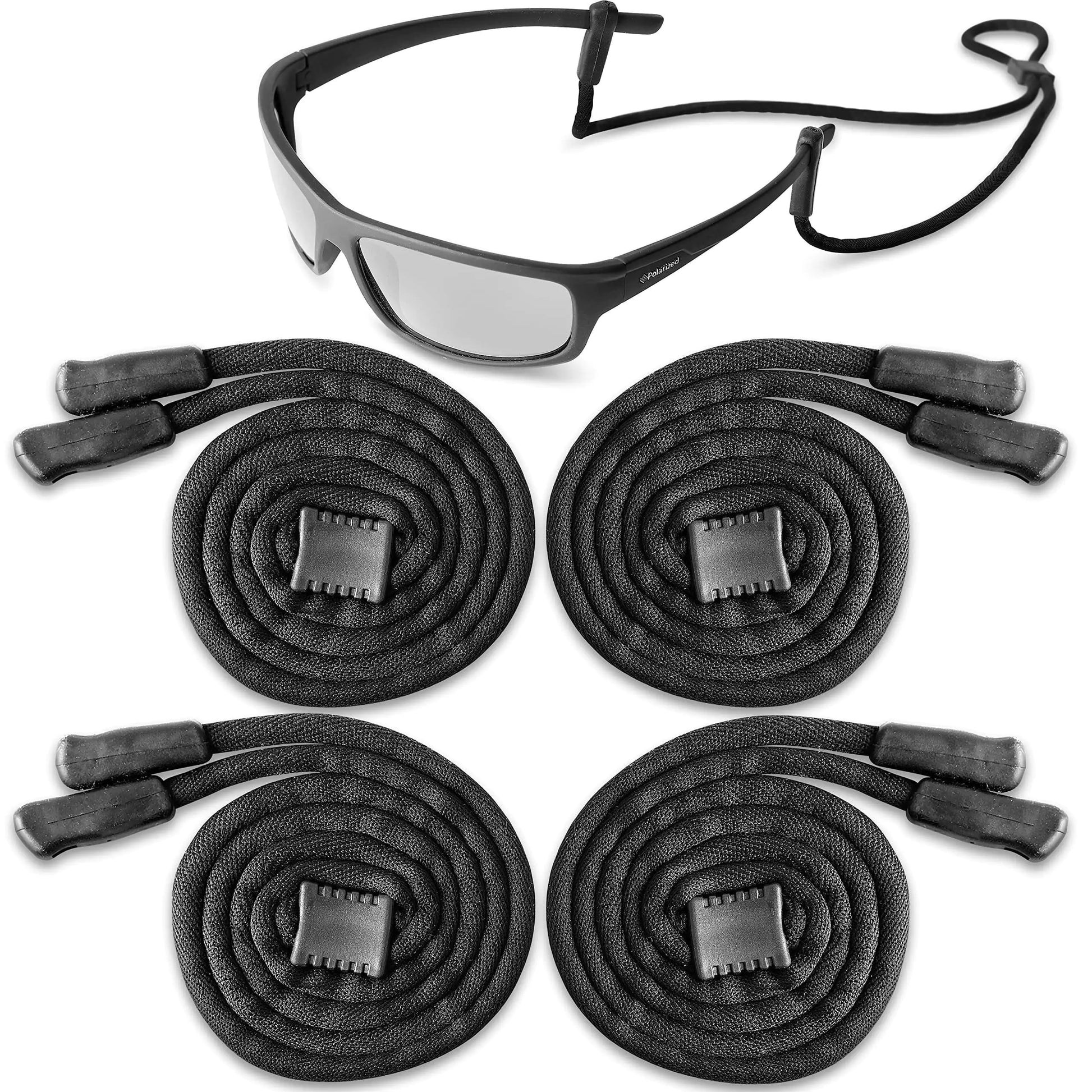 Eyeglasses String Holder Strap Glasses Cords 4 Pcs Black Adjustable 27 inch Long by Anti Spier