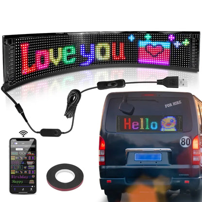 LED Scrolling Sign USB 5V Bluetooth App Control Customizable Car Display by Anti Spier