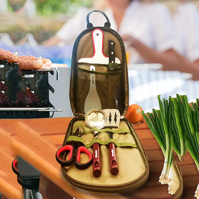 Outdoor Camping Cookware Set with BBQ Tools by Anti Spier